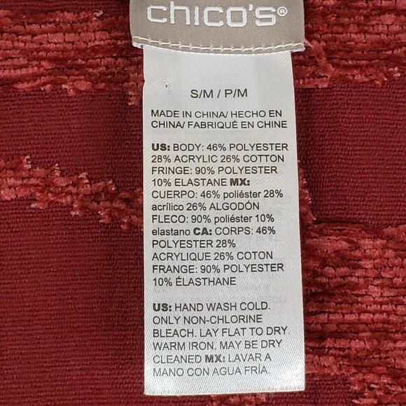 Chicos Wrap Kimono Jacket Size Small Medium Tapestry Island Village Fringe - Picture 6 of 10